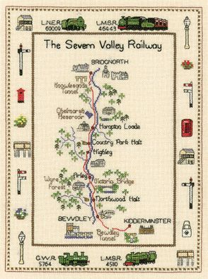 Severn Valley Railway Map Cross Stitch Chart.