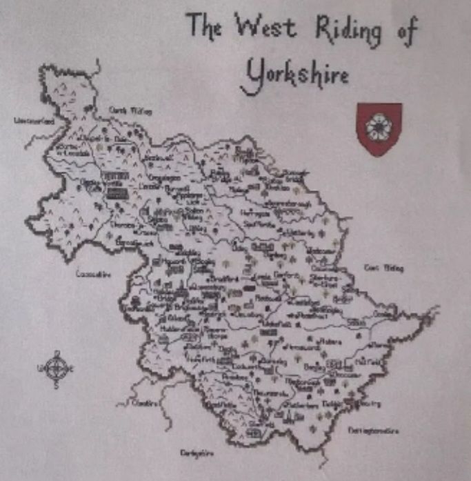 Yorkshire - West Riding Map Cross Stitch CHART ONLY