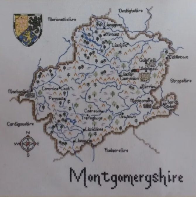 Montgomeryshire - Map Cross Stitch CHART ONLY