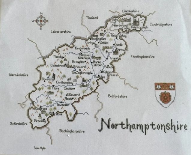 Northamptonshire - Map Cross Stitch CHART ONLY