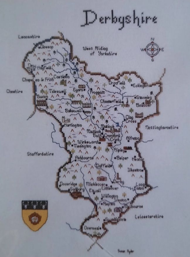 Derbyshire - Map Cross Stitch CHART ONLY