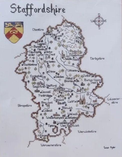 Staffordshire - Map Cross Stitch CHART ONLY