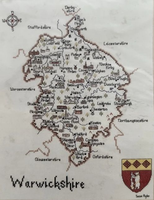 Warwickshire - Map Cross Stitch CHART ONLY