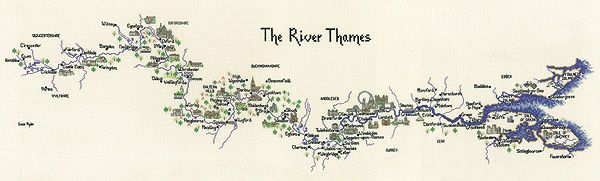 River Thames London - Map Cross Stitch CHART ONLY