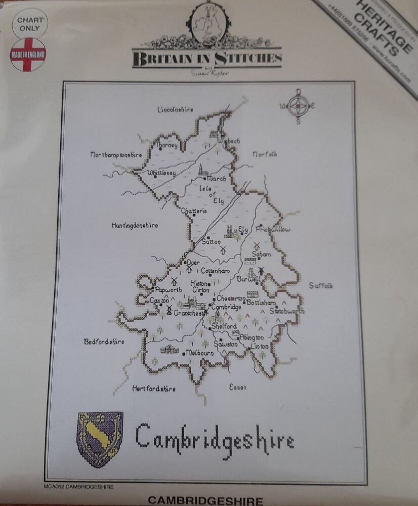 Cambridgeshire - Map Cross Stitch CHART ONLY