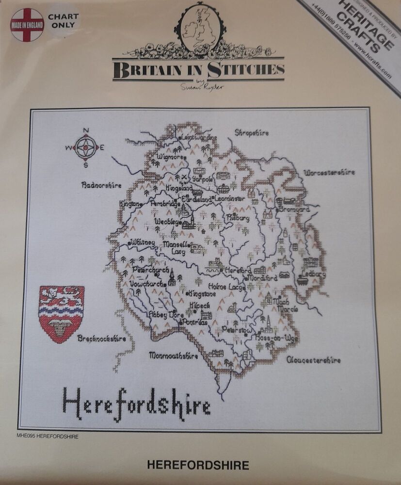 Herefordshire - Map Cross Stitch CHART ONLY