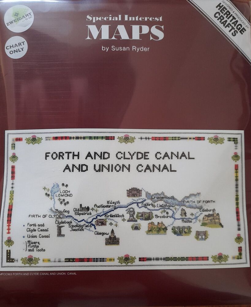 Forth & Clyde Union Canal Map Cross Stitch CHART ONLY