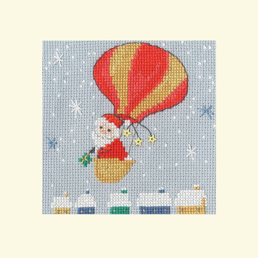 Delivery by Balloon Christmas Cross Stitch Card