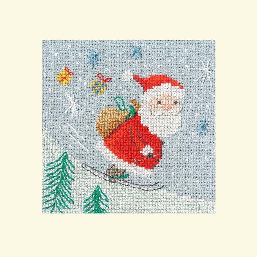 Delivery by Skis Christmas Cross Stitch  Card