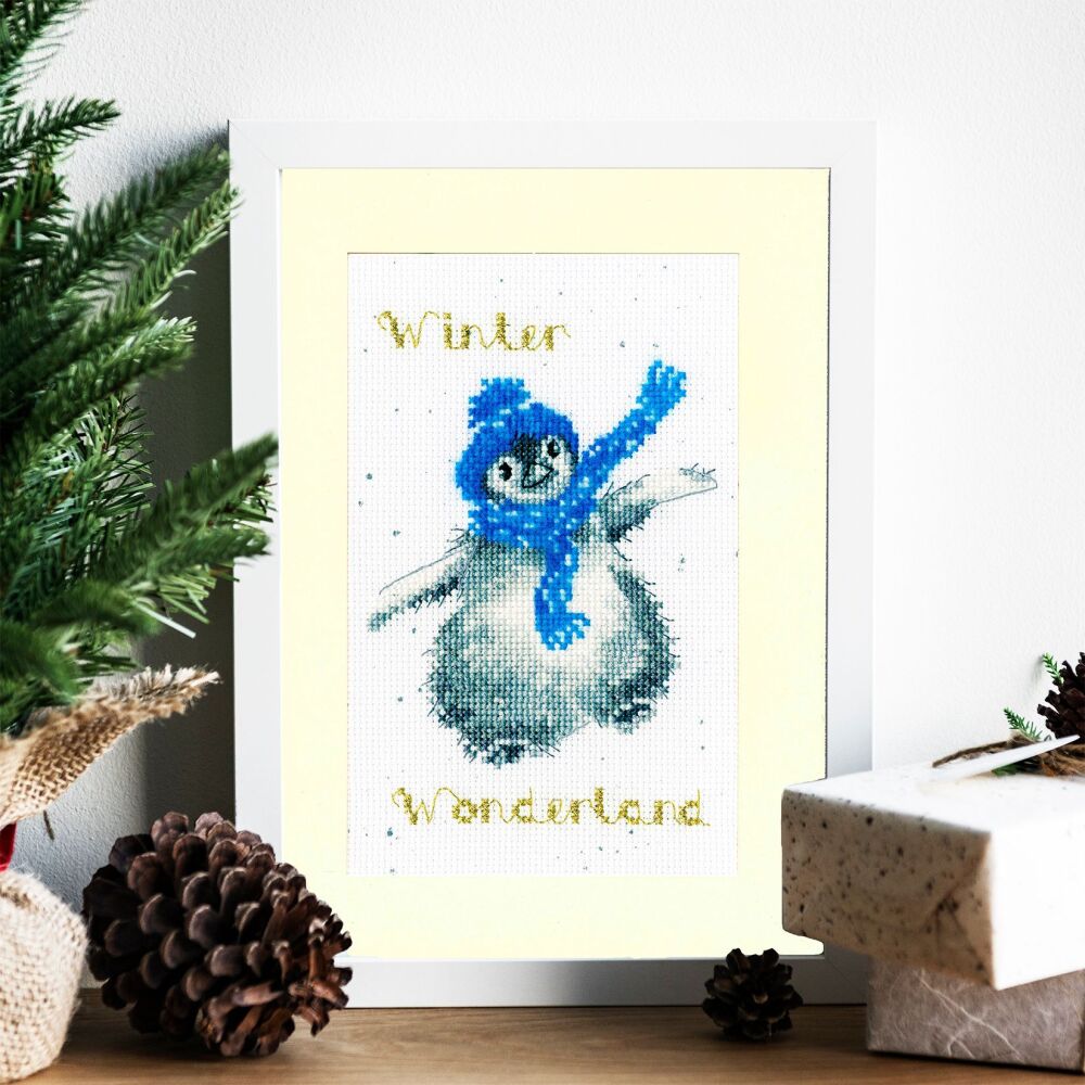 Winter Wonderland Penguin Christmas Cross Stitch Card