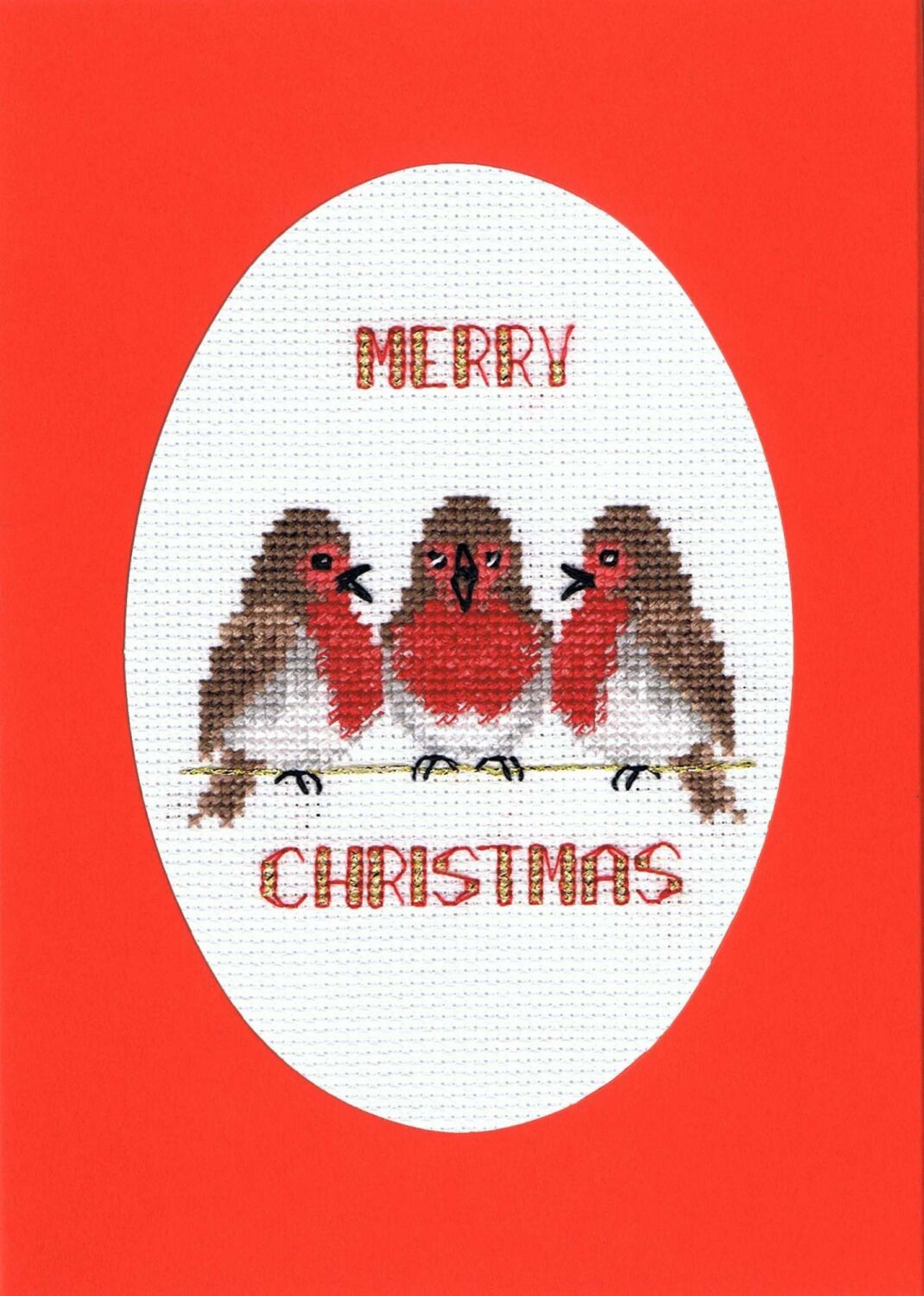 Robin Trio - Christmas Cross Stitch Card