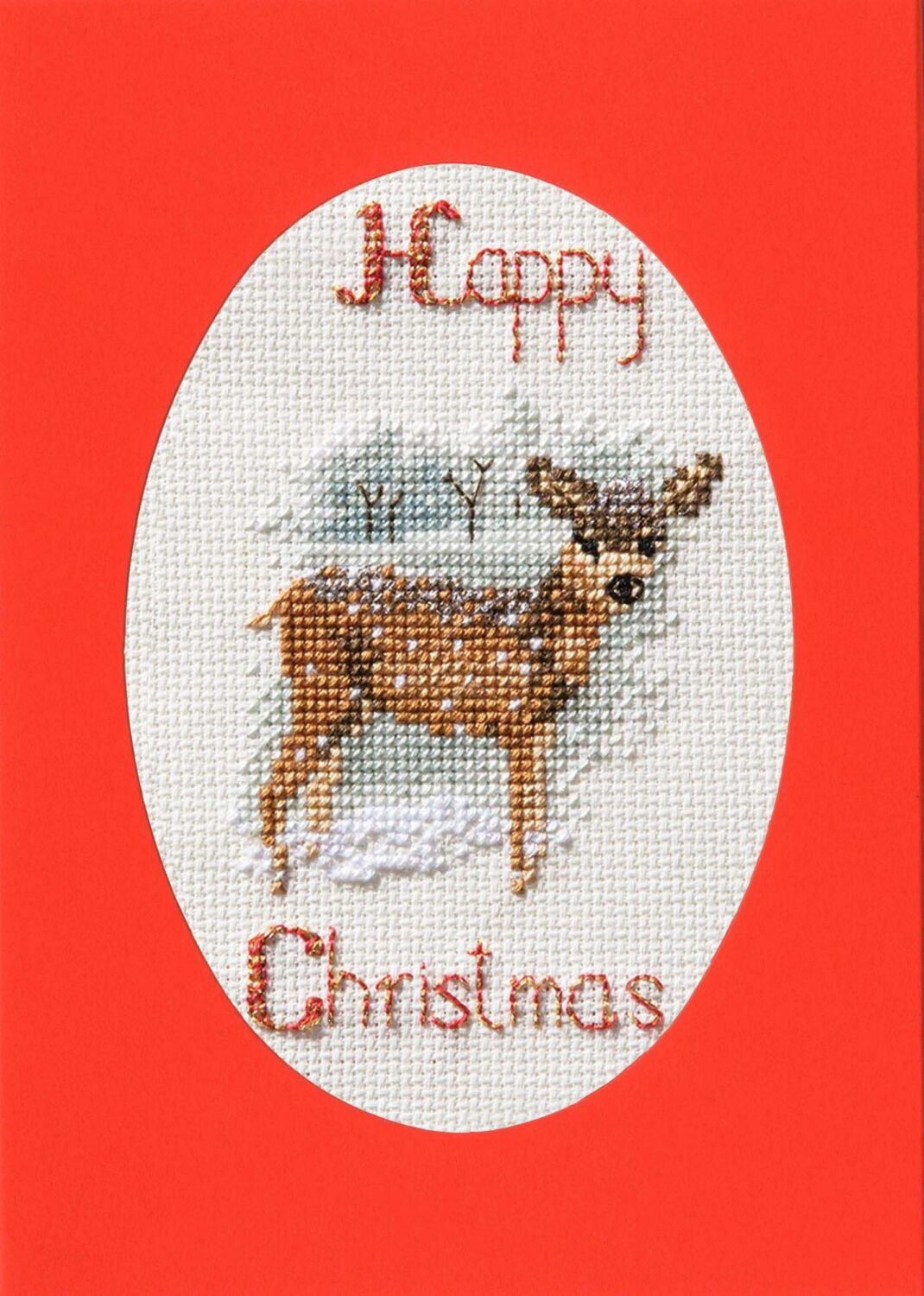 Deer in a Snow Storm - Christmas Cross Stitch  Card
