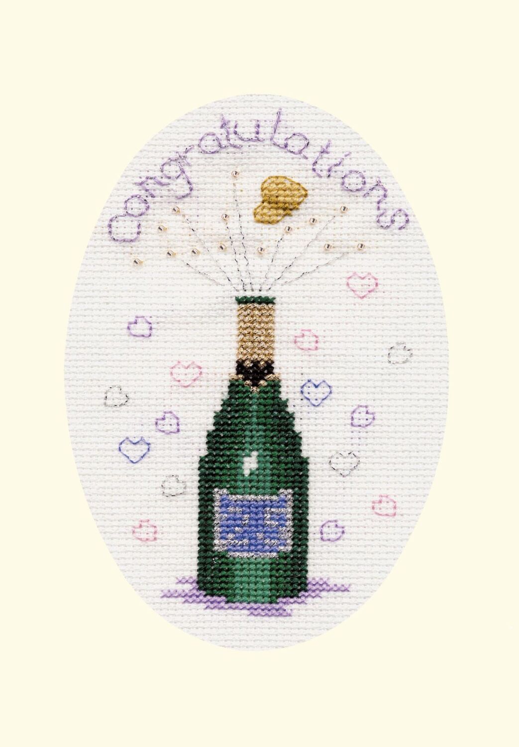Champagne Congratulations Cross Stitch Card Kit