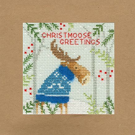 Christmas Moose Christmas Cross Stitch Card