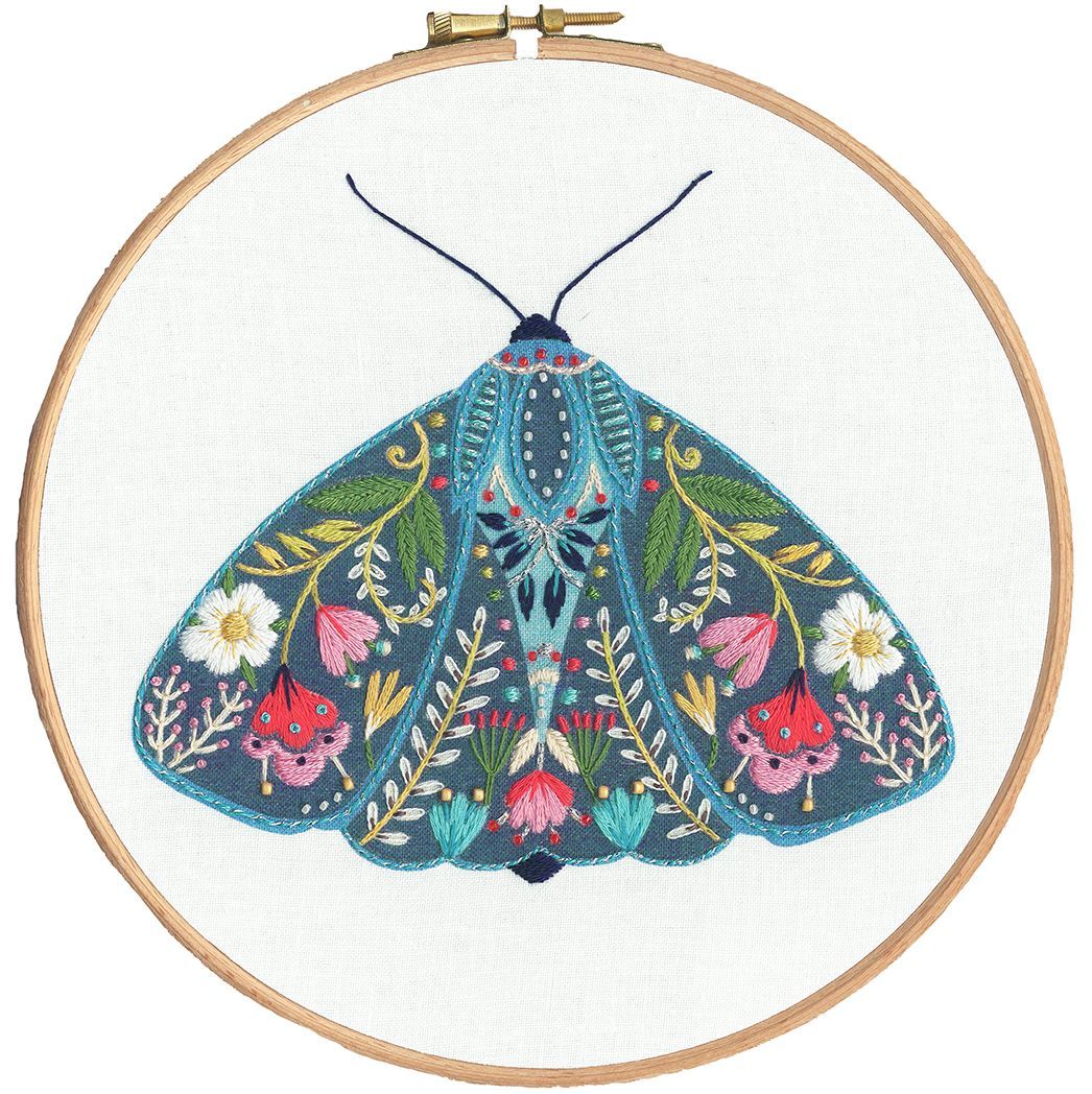 Pollen Moth Embroidery (includes hoop) - Bothy Threads