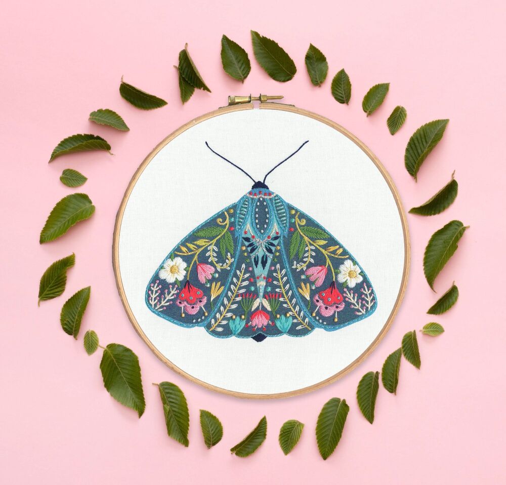 Pollen Moth Embroidery (includes hoop) - Bothy Threads