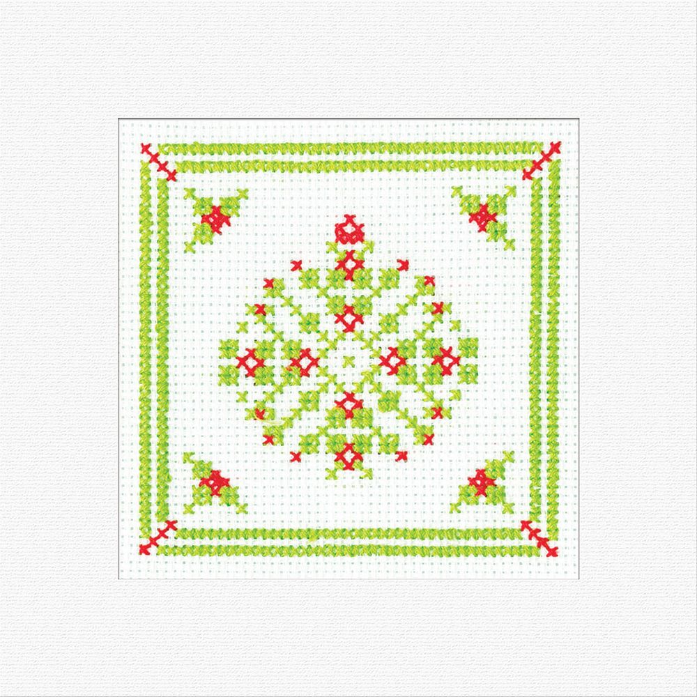 Filigree Bauble Holly Cross Stitch Card Kit