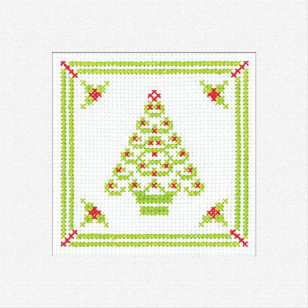 Xmas Tree - Filigree Holly Cross Stitch Card Kit