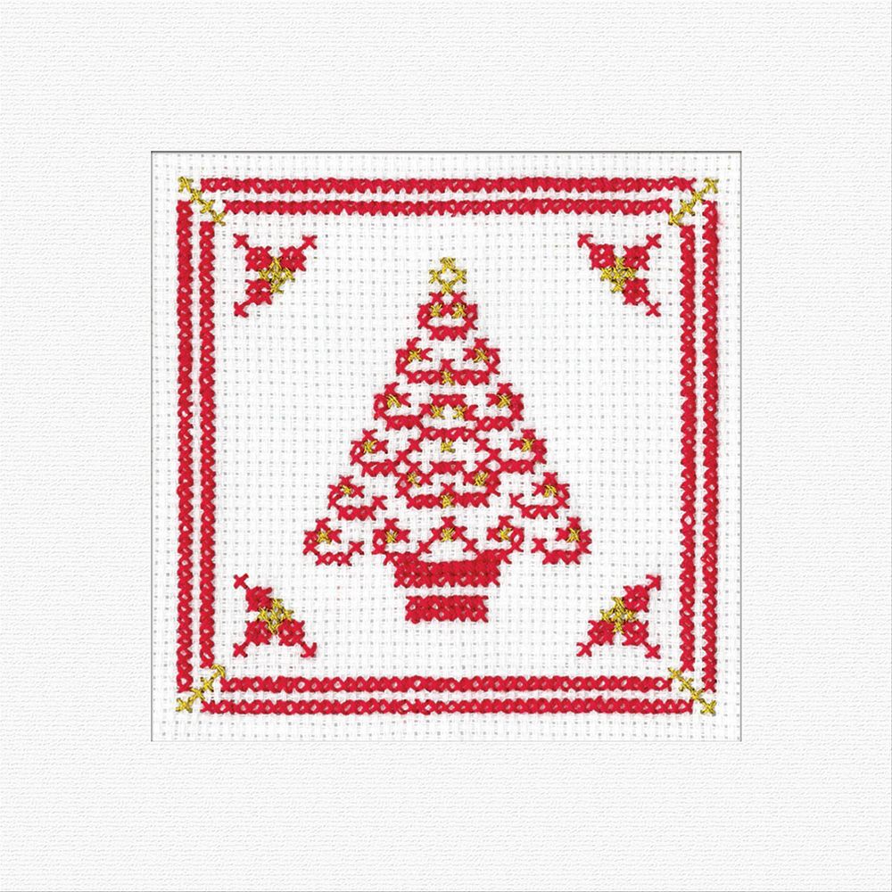 Xmas Tree - Filigree Red Cross Stitch Card Kit