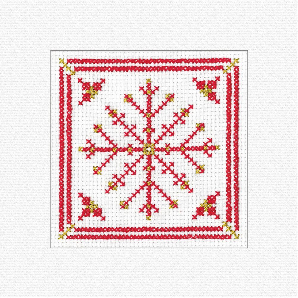 Xmas Snowflake - Filigree Red Cross Stitch Card Kit