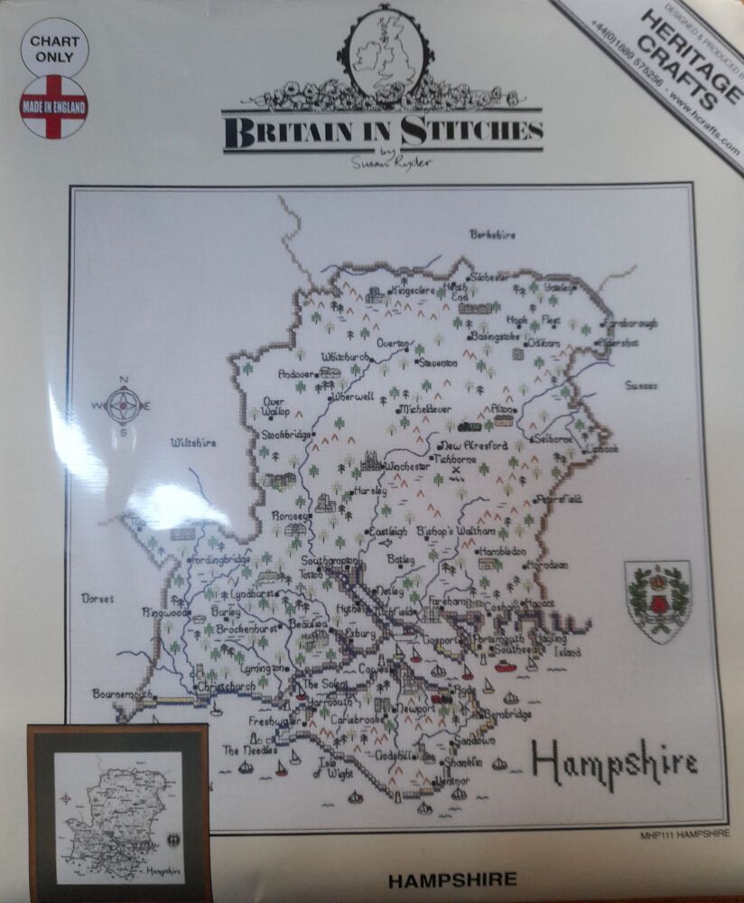Hampshire - Map Cross Stitch CHART ONLY