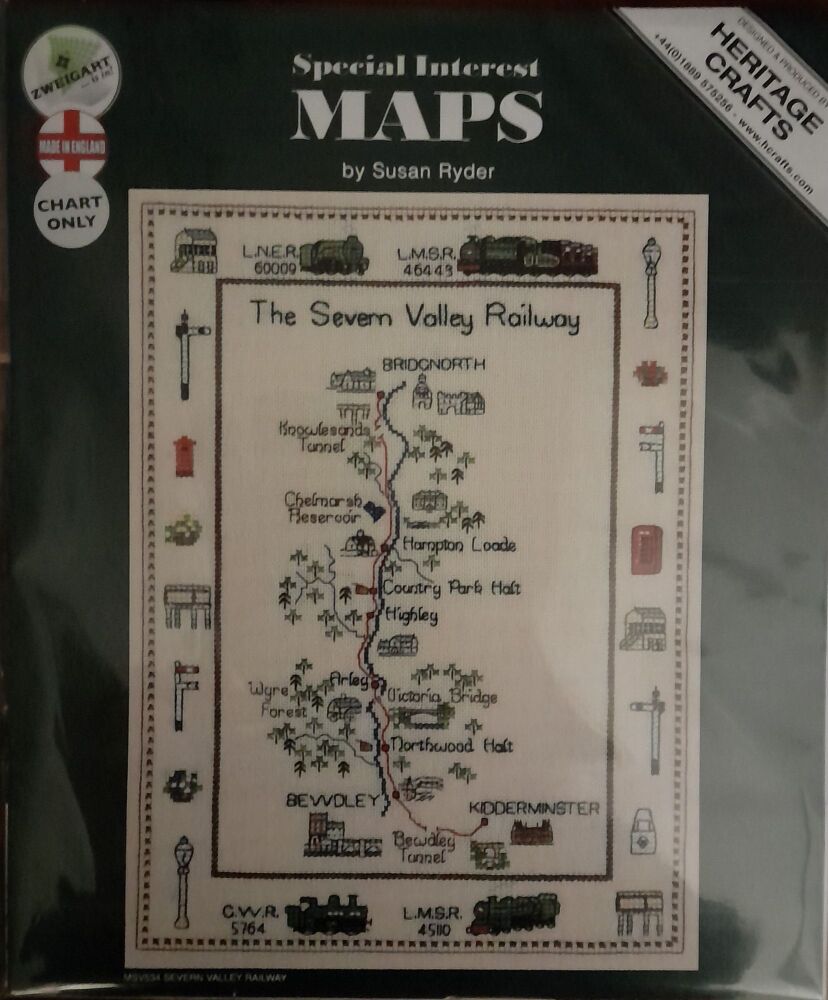 Severn Valley Railway Map Cross Stitch CHART ONLY