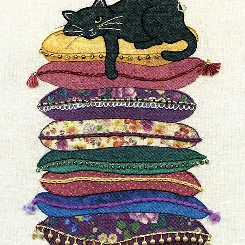 Cat on Cushion Embroidery - Beaks and Bobbins