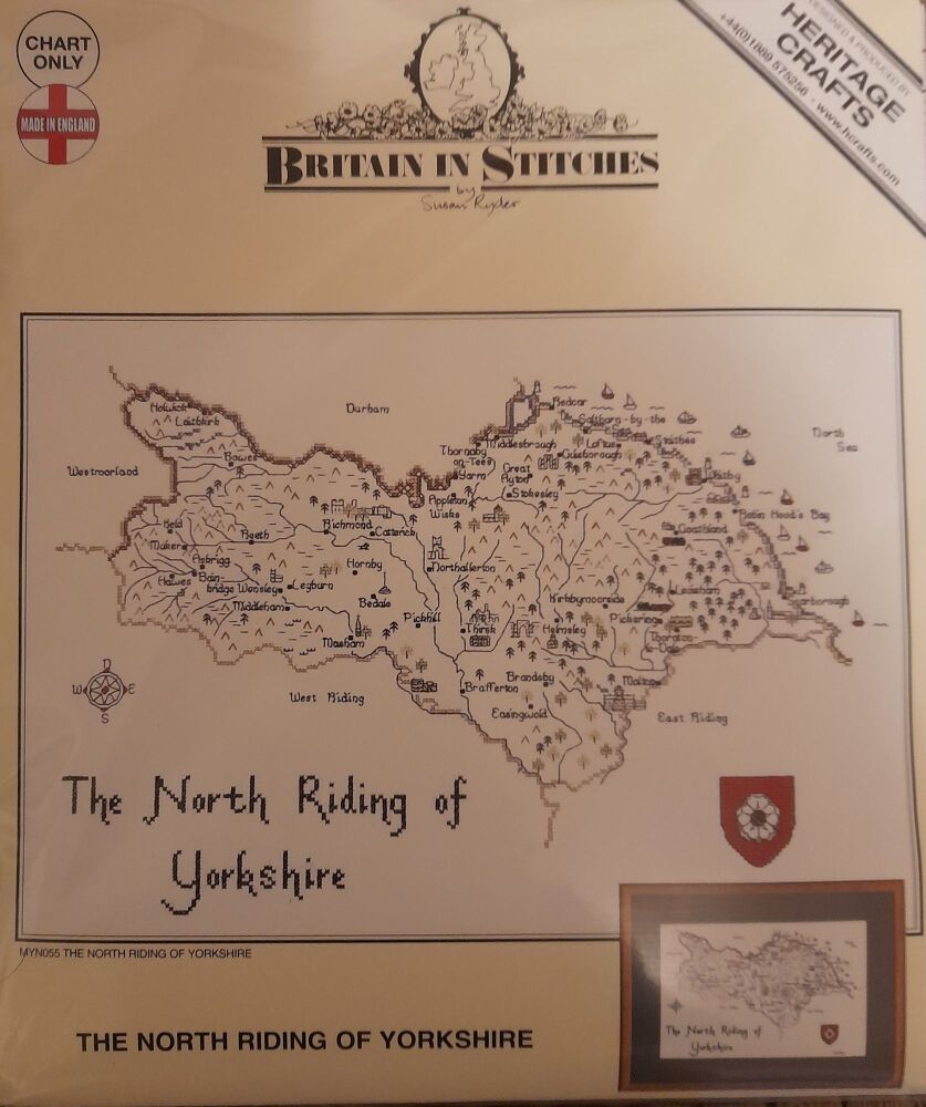 Yorkshire - North Riding Map Cross Stitch CHART ONLY