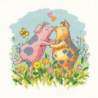 Hogs and Kisses - Pig Cross Stitch - Heritage Crafts