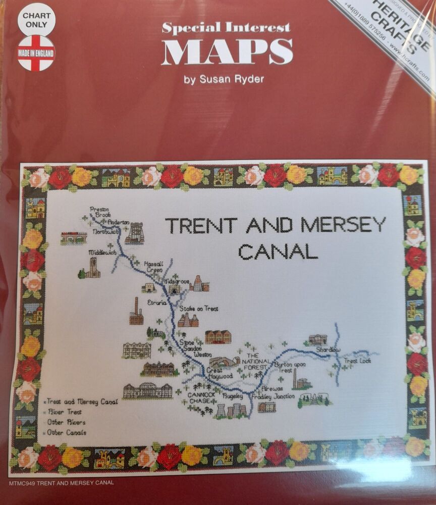 Trent and Mersey Canal Map Cross Stitch CHART ONLY