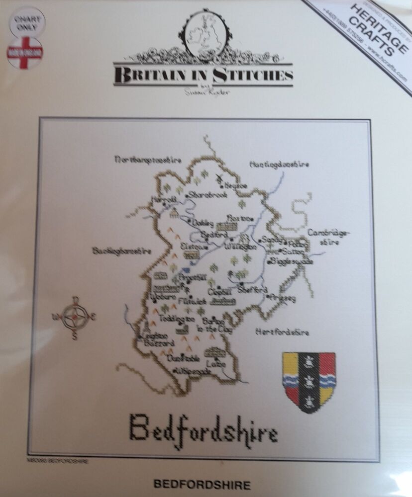Bedfordshire - Map Cross Stitch CHART ONLY