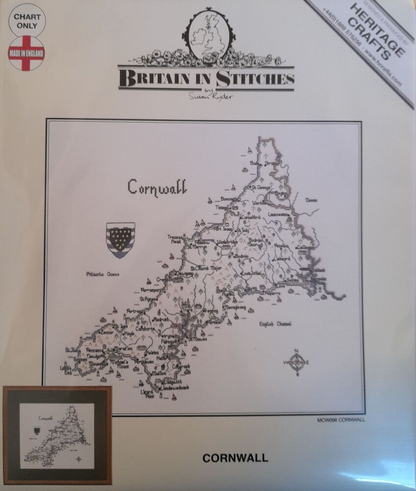 Cornwall - Map Cross Stitch CHART ONLY