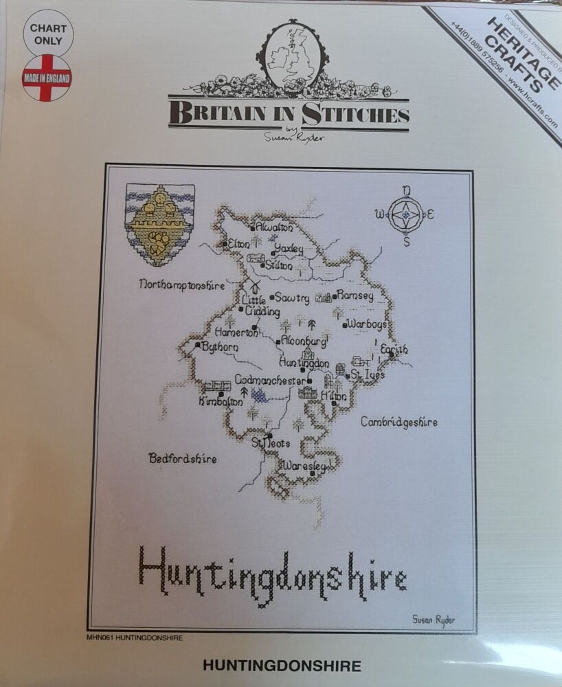 Huntingdonshire - Map Cross Stitch CHART ONLY