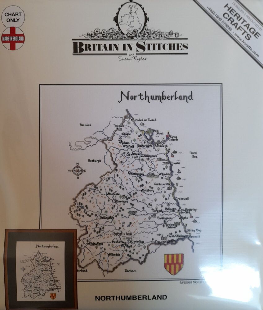 Northumberland - Map Cross Stitch CHART ONLY