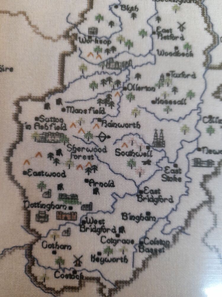 Nottinghamshire - Map Cross Stitch CHART ONLY