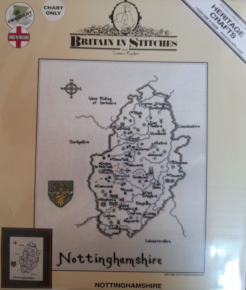 Nottinghamshire - Map Cross Stitch CHART ONLY