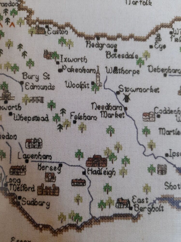 Suffolk - Map Cross Stitch CHART ONLY