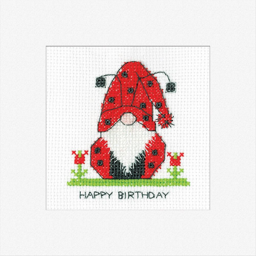 Birthday Ladybird Gonk Cross Stitch Card Kit