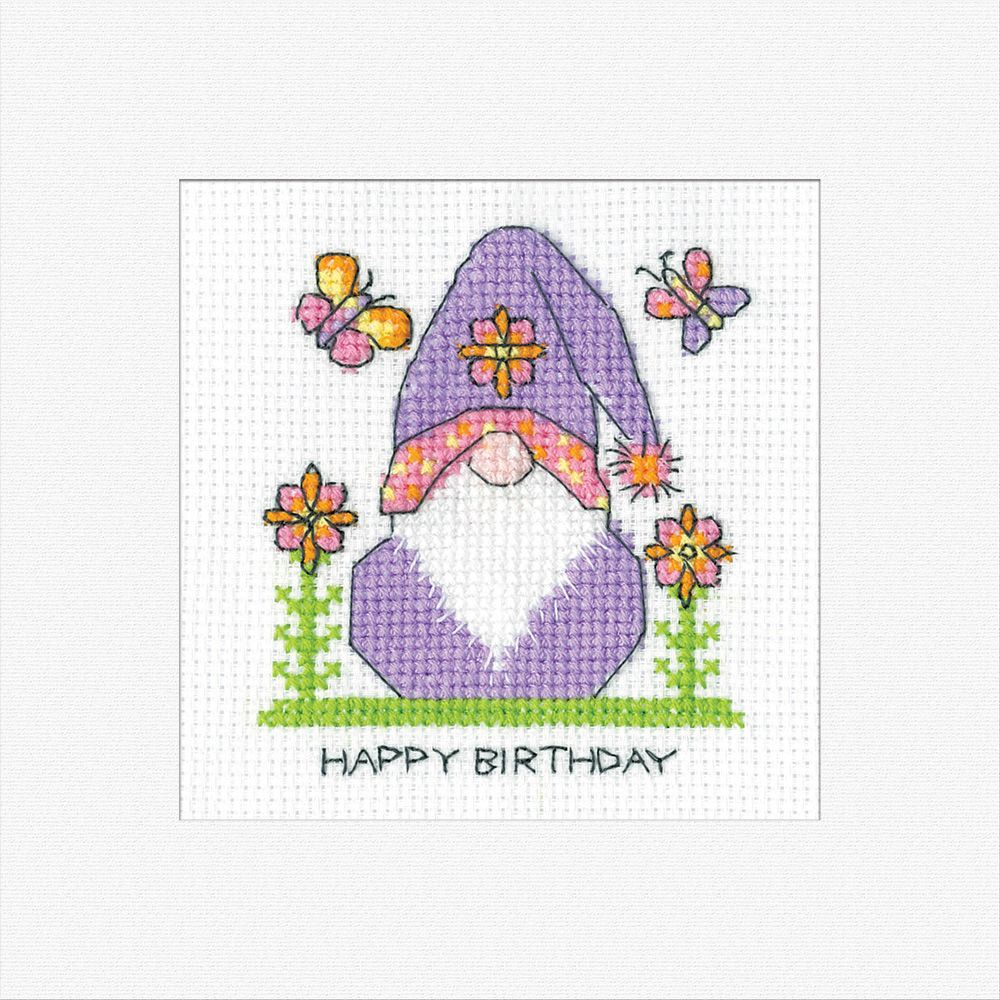 Birthday Flowers Gonk Cross Stitch Card Kit