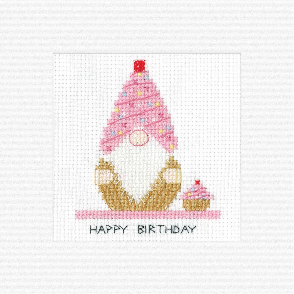 Birthday Cupcake Gonk Cross Stitch Card Kit