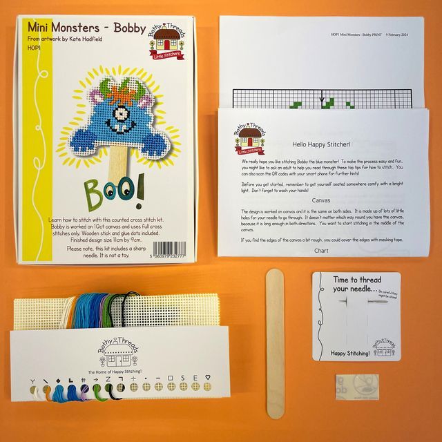 Mini Monster Bobby Cross Stitch Bookmark - Ages 6-10