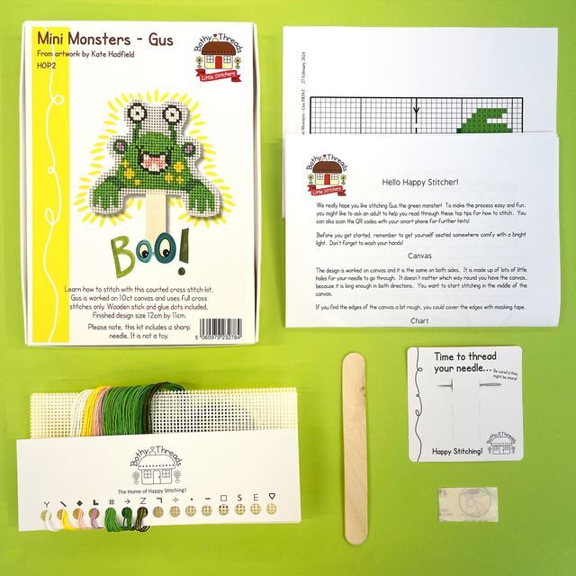 Mini Monster Gus Cross Stitch Bookmark - Ages 6-10