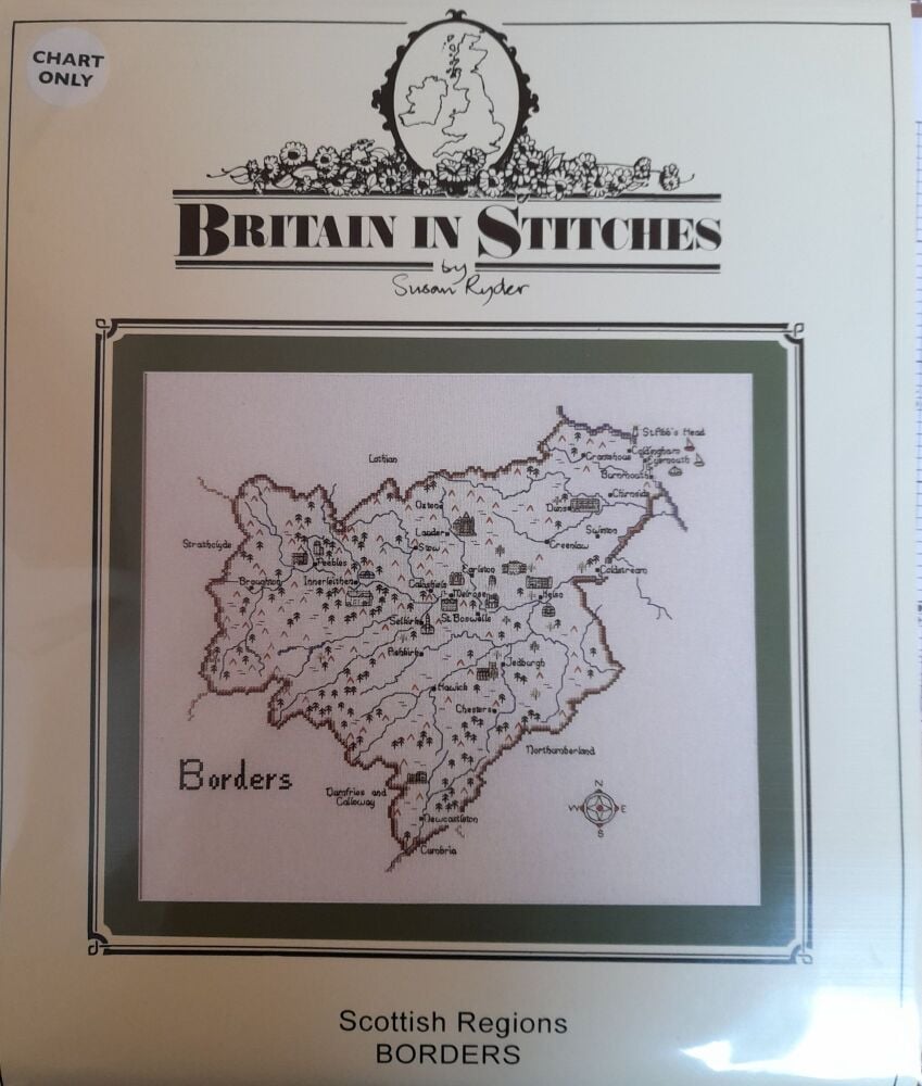 Borders, Scotland - Map Cross Stitch CHART ONLY