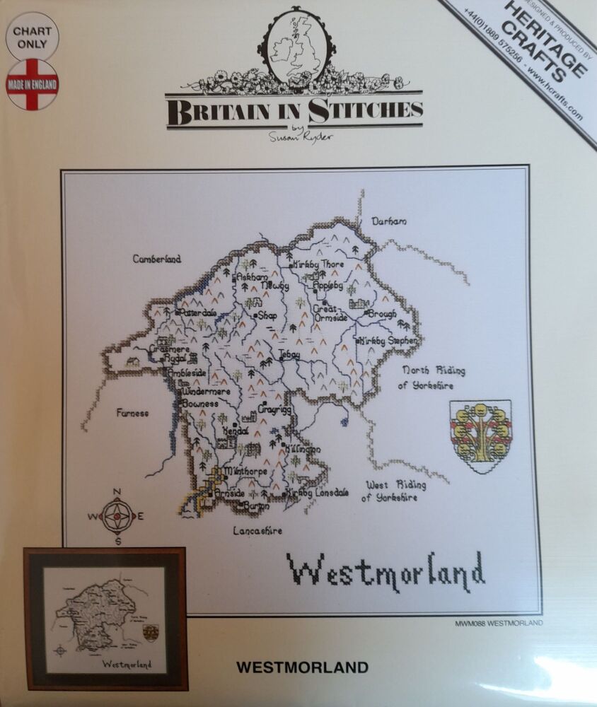 Westmorland - Map Cross Stitch CHART ONLY