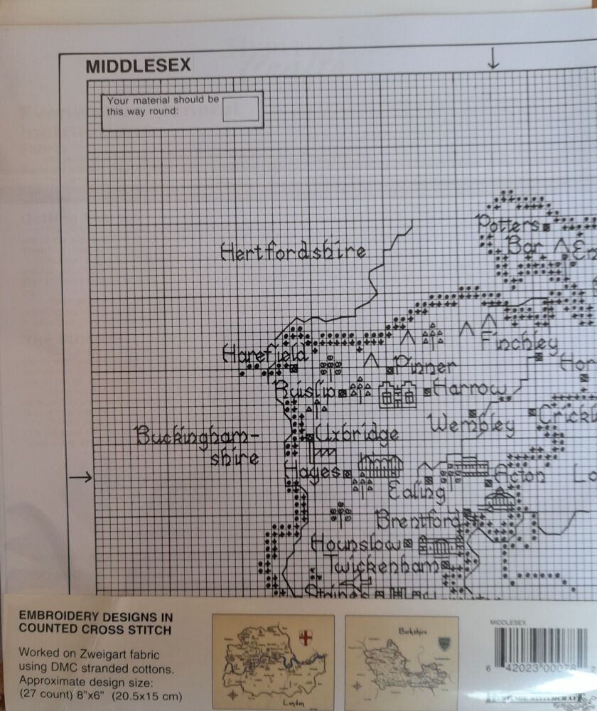 Middlesex - Map Cross Stitch CHART ONLY