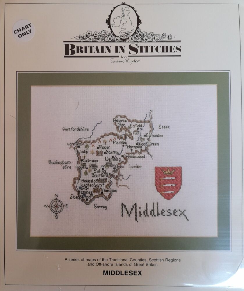 Middlesex - Map Cross Stitch CHART ONLY