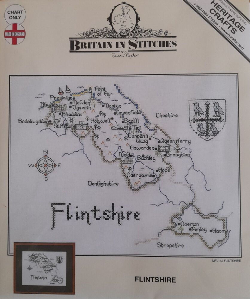 Flintshire - Map Cross Stitch CHART ONLY