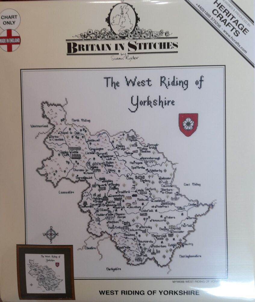 Yorkshire - West Riding Map Cross Stitch CHART ONLY