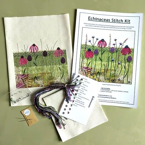 Echinaceas Embroidery - Beaks and Bobbins