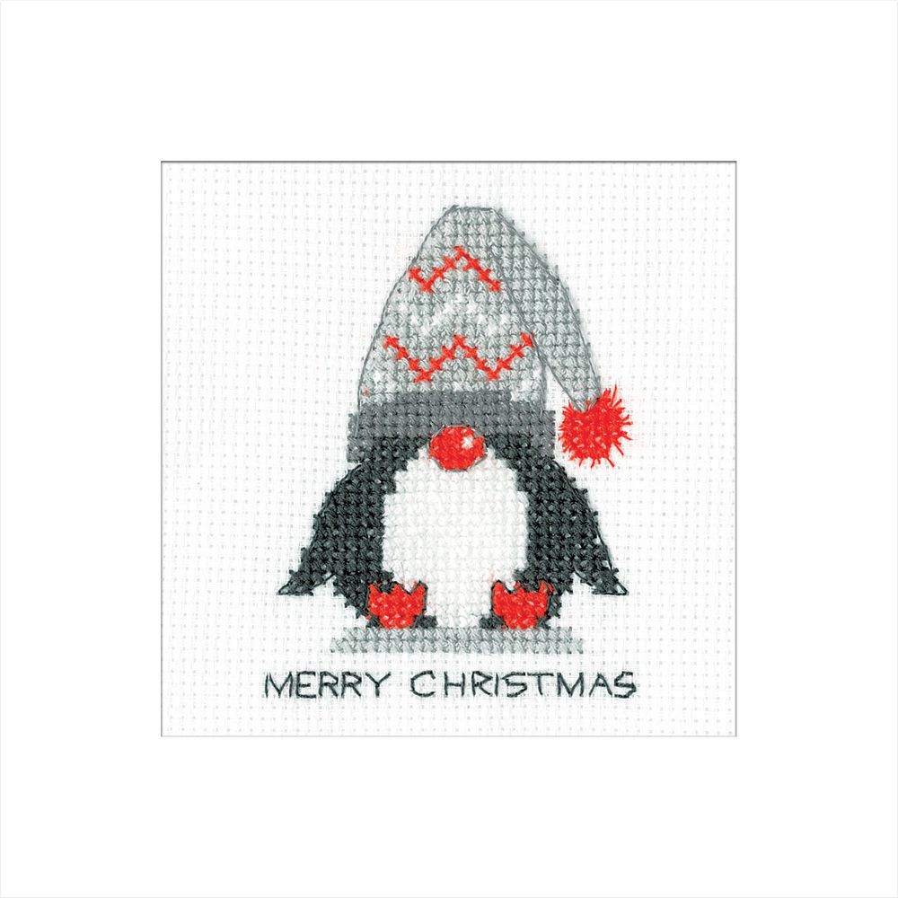 Penguin Woolly Hat - Gonk Cross Stitch Card Kit